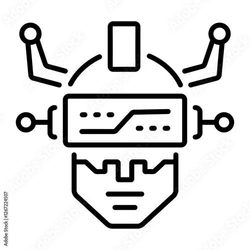 Cyber helmet icon in linear style 