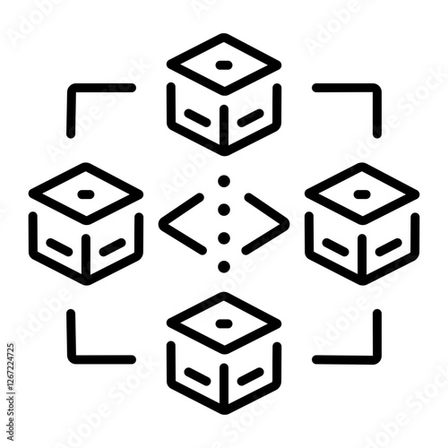 Blockchain technology icon in linear style