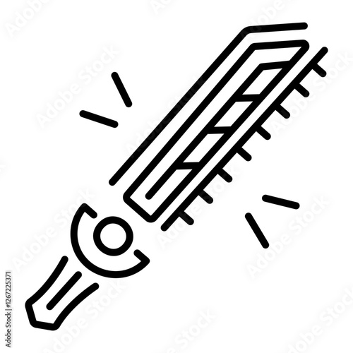 Cyberpunk sword icon in linear style 