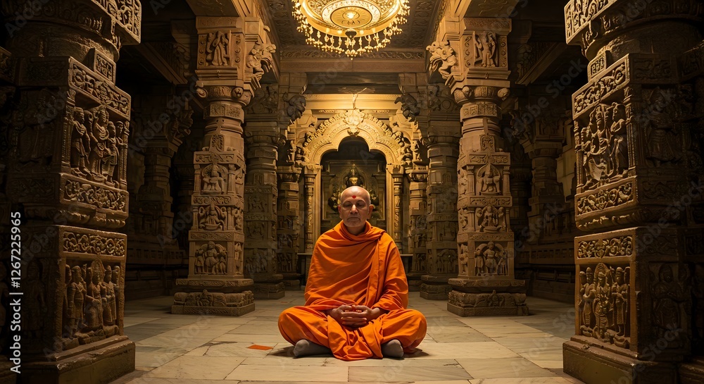 Silent Meditation in a Majestic Temple: A Moment