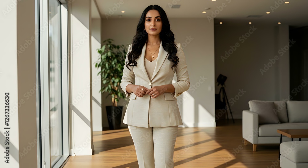 A Professional Woman in a White Suit