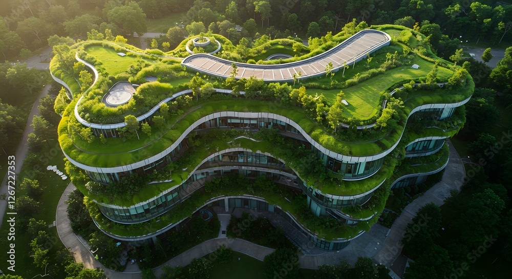Green-Wrapped Wavy Building: A Modern Masterpiece
