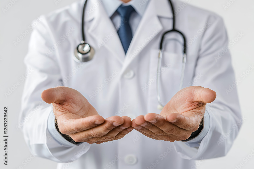 Doctor Offers Assistance With Open Hands in a Clinical Setting During a Health Consultation Doctor Offers Assistance With Open Hands in a Clinical Setting During a Health Consultation