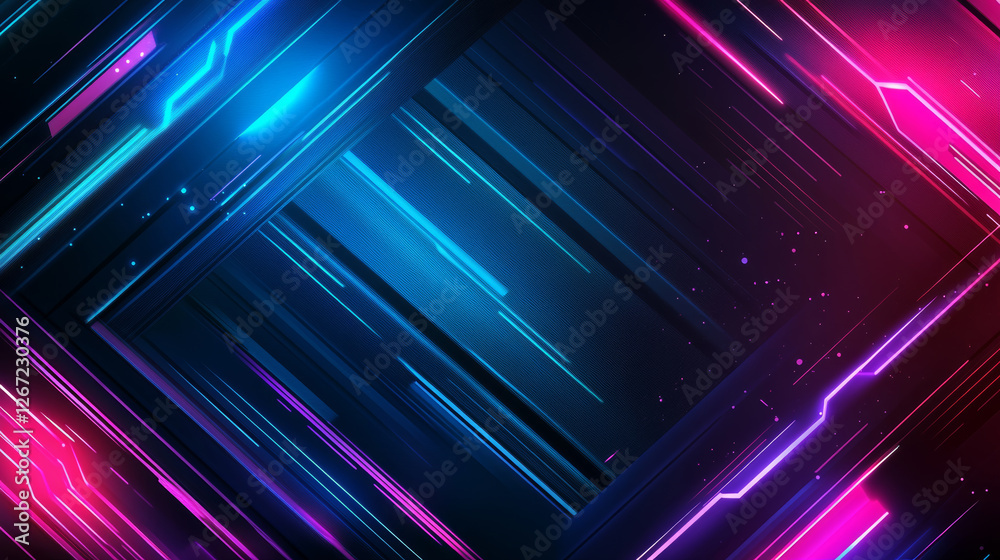 Vibrant Abstract Background Featuring Dynamic Neon Lines in Shades of Blue and Pink Illuminated Against a Dark Backdrop Vibrant Abstract Background Featuring Dynamic Neon Lines in Shades of Blue and Pink Illuminated Against a Dark Backdrop