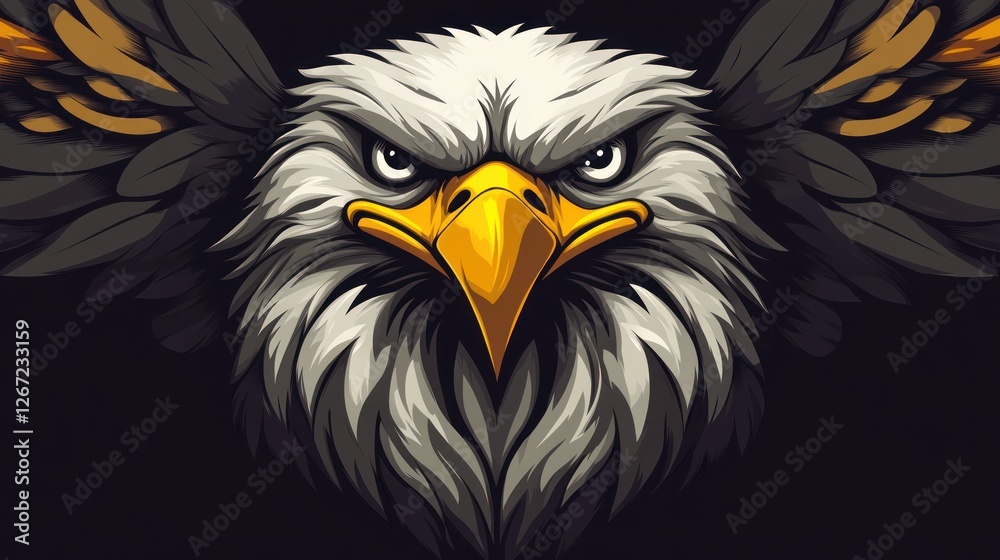 Eagle illustration with spread wings against a plain backdrop. Could be used as a logo or mascot Eagle illustration with spread wings against a plain backdrop. Could be used as a logo or mascot