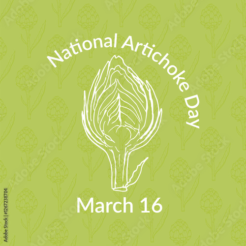 National Artichoke Day March 16. Hand drawn vector Illustration