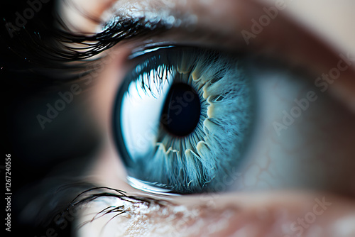 Macro closeup of a Human Iris, beautiful unic eye photo, Blue Iris