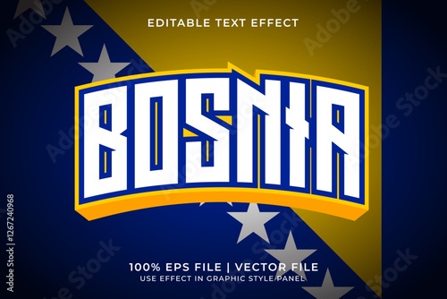 Photos Bosnia and Herzegowina 3D Editable Vector Text Effect