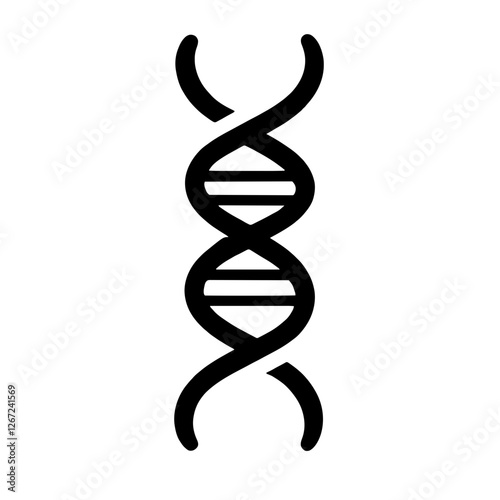 Minimalist black silhouette of a DNA helix symbolizing genetics and biology