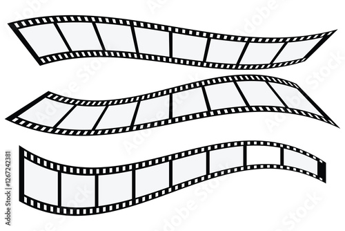 Cinema film icon. Negative reel and film stipe icon.  Movie concept, Camera, lens, media, photographer, filming. Cinema and filmmaking concept. Vector illustration.