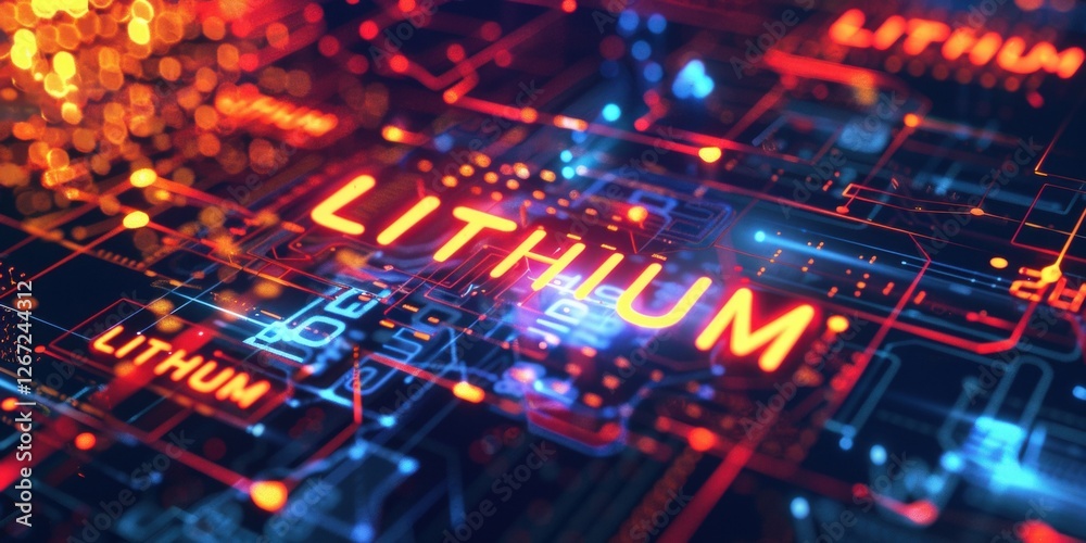 Lithium background with technology backdrop Lithium background with technology backdrop