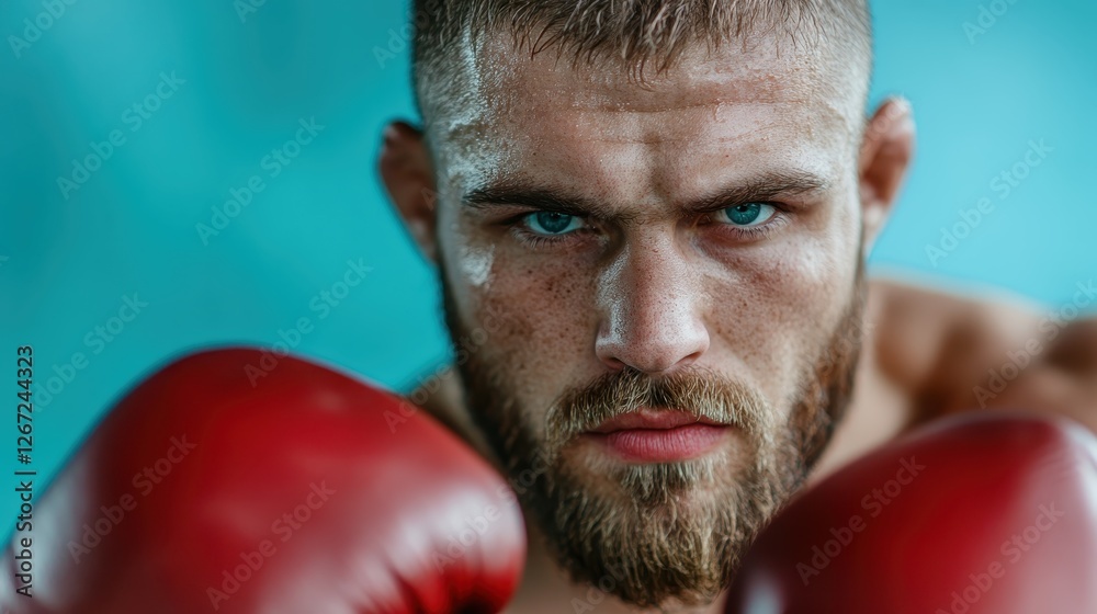 This muscular boxer is focused and ready for a fight, showcasing determination, strength, and the spirit of combat sport captured in a dramatic close-up shot. This muscular boxer is focused and ready for a fight, showcasing determination, strength, and the spirit of combat sport captured in a dramatic close-up shot.