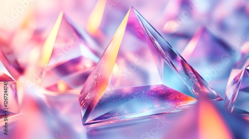 Abstract image showing triangular crystal structures with vibrant colors