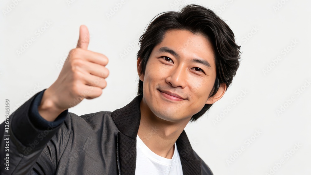 Smiling Asian man giving thumbs up Smiling Asian man giving thumbs up