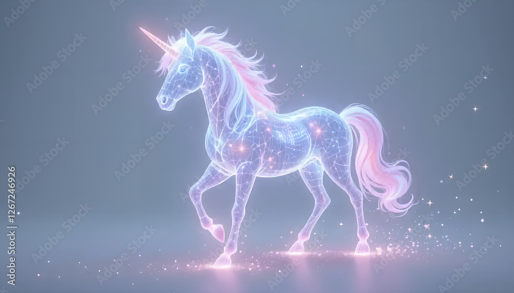 Enchanting Glowing Unicorn in a Starlit Realm