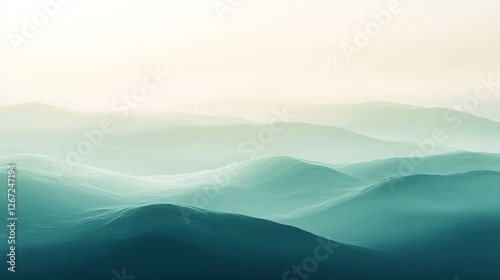 Abstract rolling hills gradient in shades of teal and white