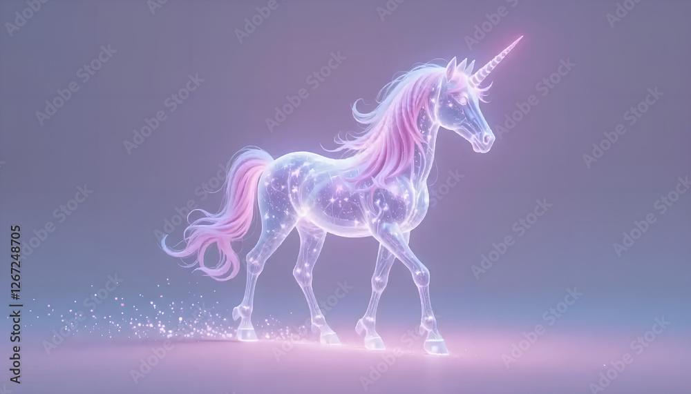 Enchanting Glowing Unicorn in a Starlit Realm Enchanting Glowing Unicorn in a Starlit Realm