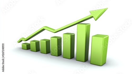 Green upward graph shows growth; white background; business success Free Download Green upward graph shows growth; white background; business success - GFXLoad