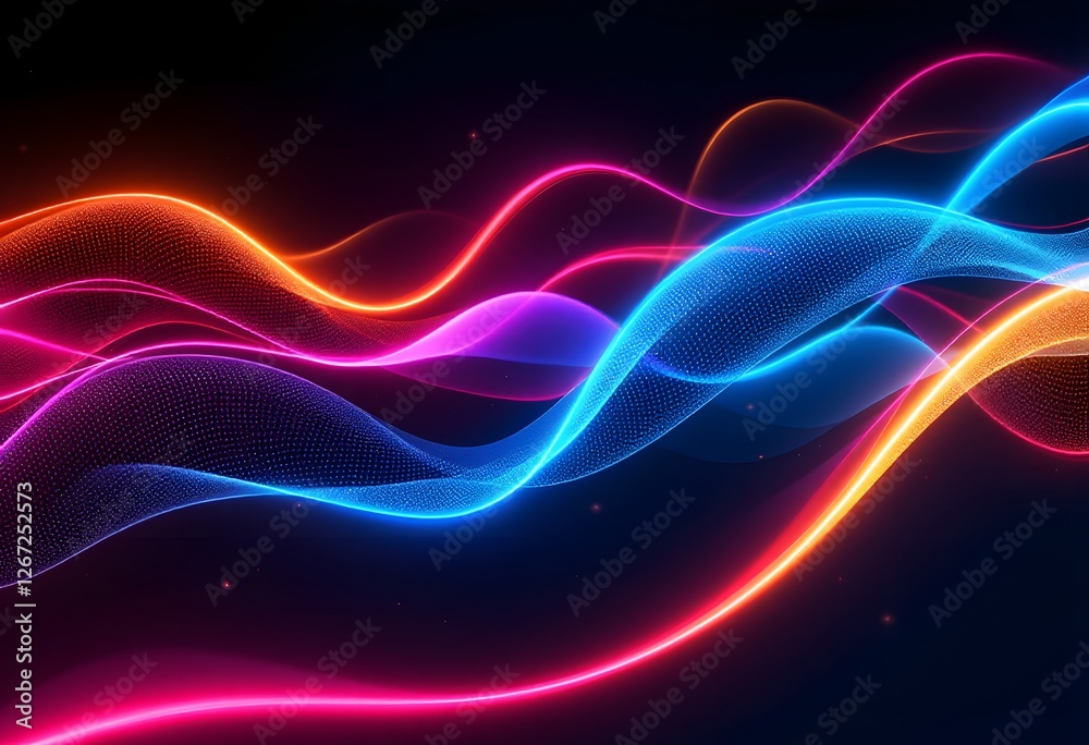 Obraz premium Colorful Abstract Light Wave Patterns on a Dark Background