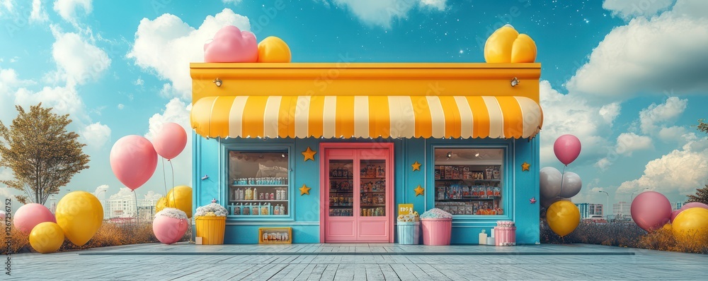 Naklejka premium Whimsical Candy Shop: A Delightful Daydream