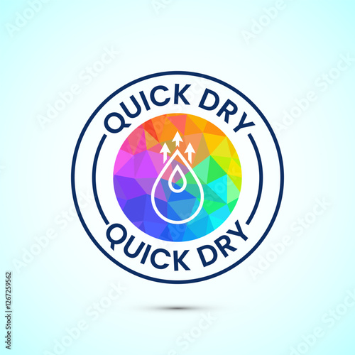 Quick dry icon design illustration. Fast dry cleaning service sign, low poly style