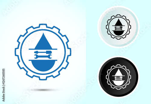 Water supply service icon design illustration. Plumbing repair service sign symbol