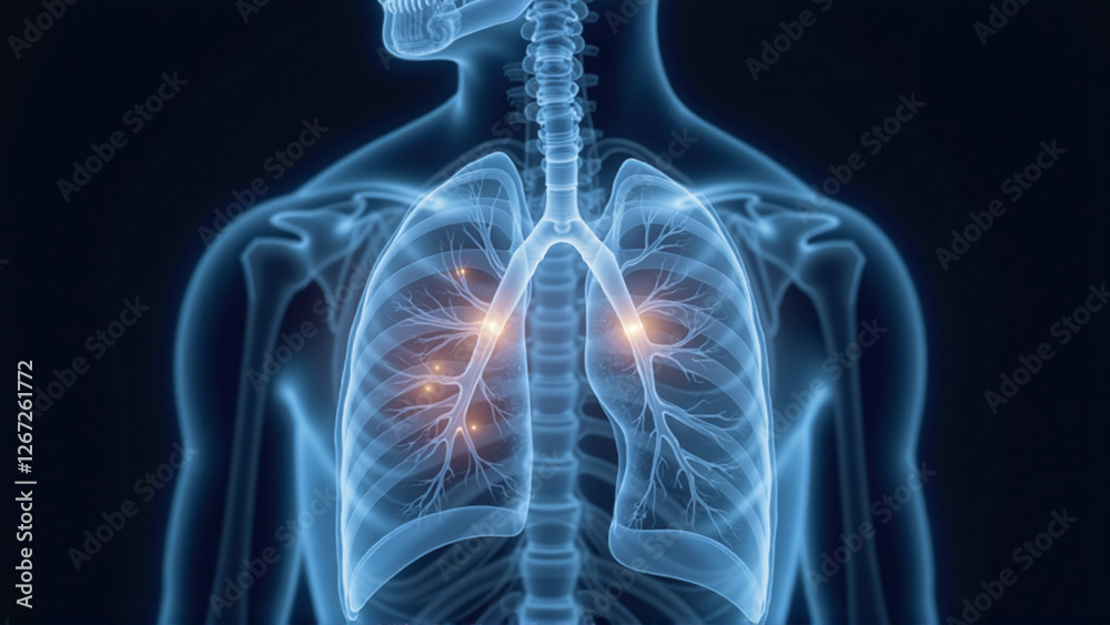 Detailed Illustration of Human Lungs Affected by Air Pollution Exposure Detailed Illustration of Human Lungs Affected by Air Pollution Exposure