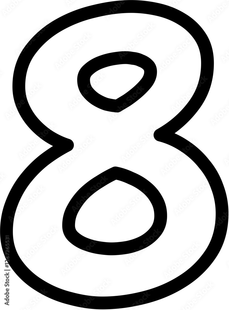 8 Number outlined Vector, perfect for educational materials, coloring books, and graphic design projects. Scalable and editable. 8 Number outlined Vector, perfect for educational materials, coloring books, and graphic design projects. Scalable and editable.