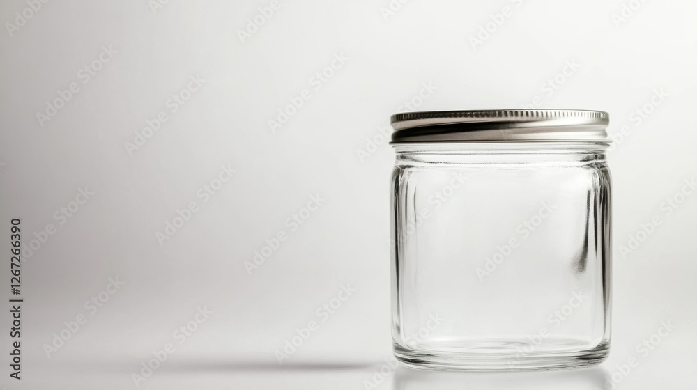 empty glass jar with metal lid on white background empty glass jar with metal lid on white background