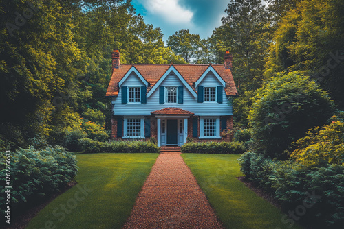 Enchanting Cottage Retreat, A Picturesque Home Surrounded by Verdant Foliage