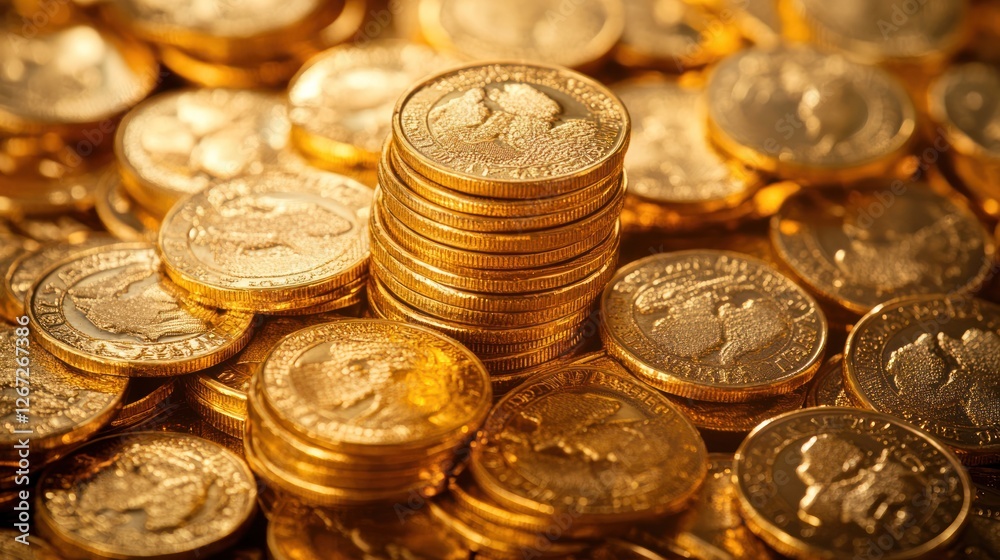 Gold coins stack, wealth, finance, prosperity, background Gold coins stack, wealth, finance, prosperity, background