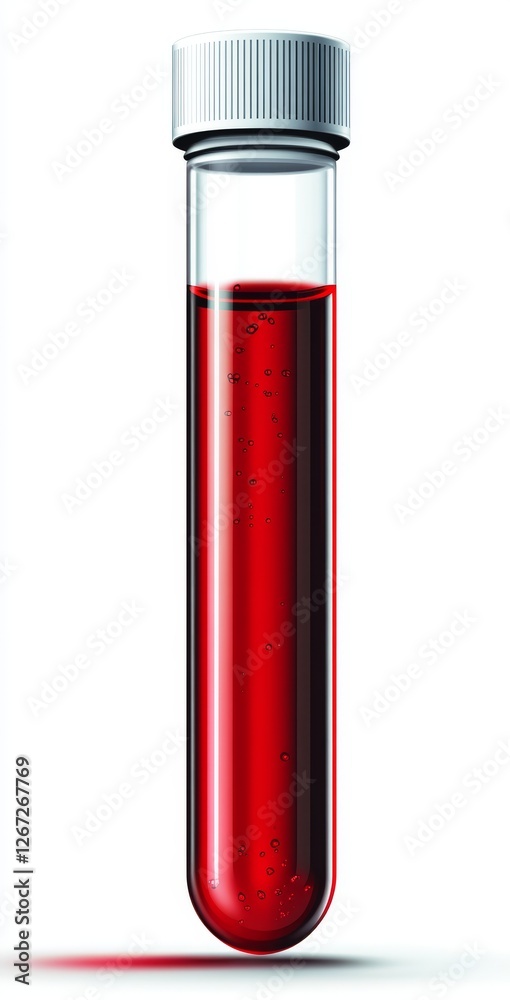 Blood sample in a collection tube on a white background showcasing clinical analysis and medical testing process. Blood sample in a collection tube on a white background showcasing clinical analysis and medical testing process.