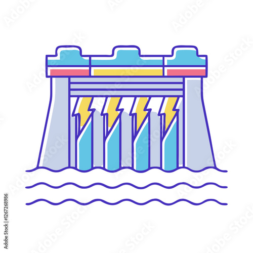 hydroelectric dam icon, hydroelectric dam vector illustration-simple illustration of hydroelectric dam, perfect for hydroelectric dam logos and icons