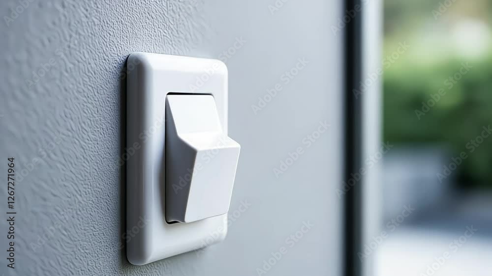 Modern light switch with two buttons on a wall in a bright interior