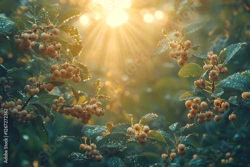 Sun-Kissed Berries, A Glimpse into Nature's Golden Hour Serenity