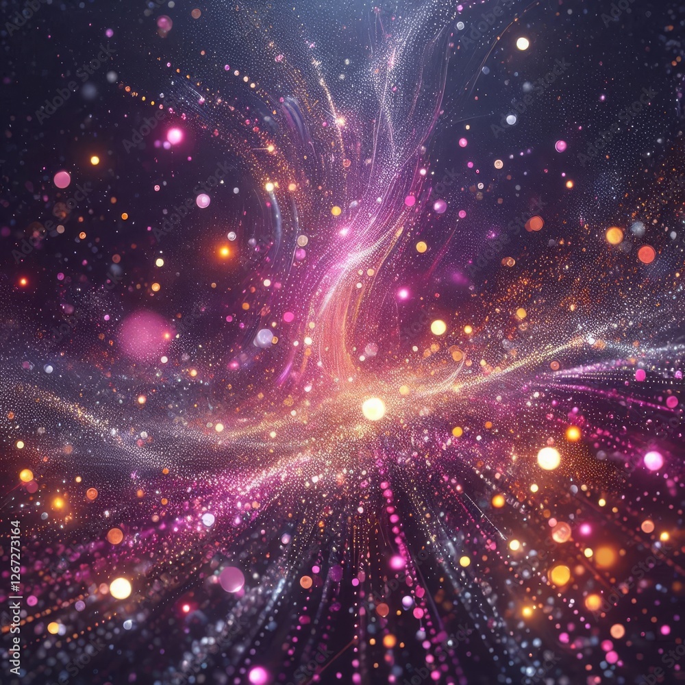 Fototapeta premium The image presents a captivating creative background that evokes the feeling of a starry and glittering night sky. 