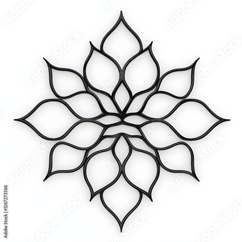 Obraz na płótnie Abstract Geometric Floral Design Art Deco Style in Black on White Background Decorative Ornament w salonie