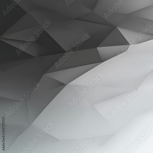 Abstract Geometric Low Poly Multifaceted Design in Shades of Gray for Modern Backgrounds and Textures