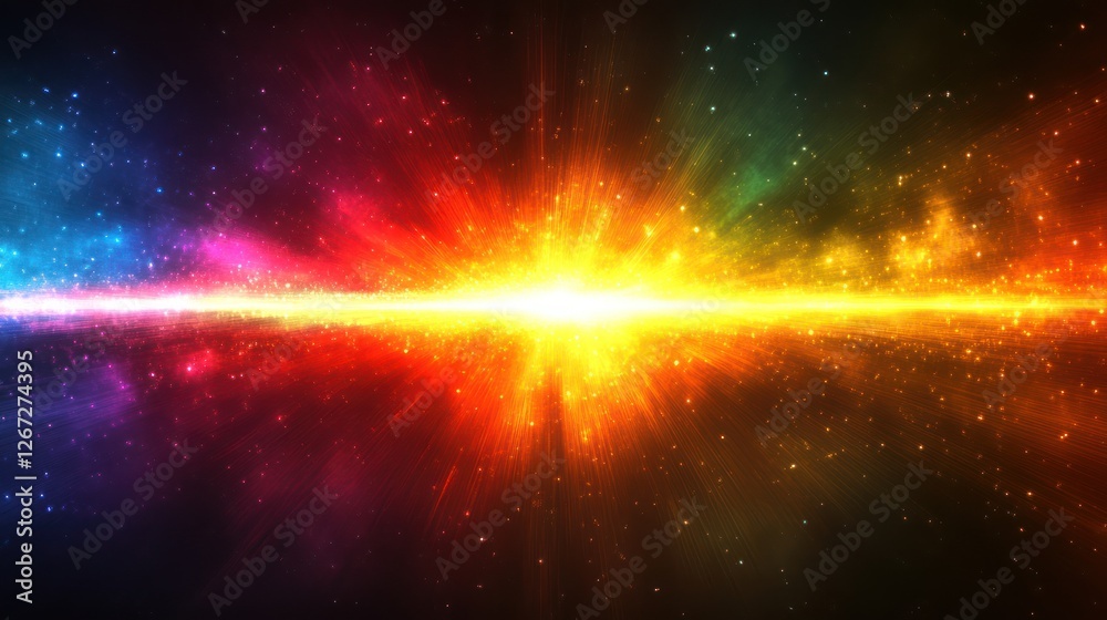 Fototapeta premium Colorful cosmic explosion, nebula background, space energy, abstract art, for design