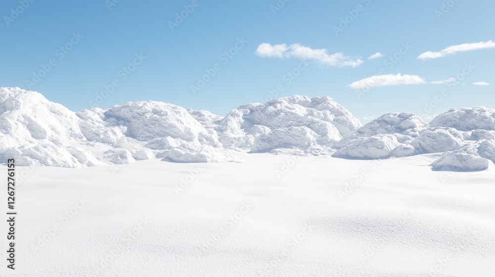 Snowy mountain landscape, serene winter scene, vast snow field, ideal for wallpaper Snowy mountain landscape, serene winter scene, vast snow field, ideal for wallpaper