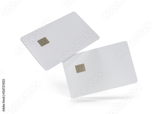 3D realistic plastic credit card templates. Empty debit card with chip card isolated on background. Mockup empty design concept for online business and finance, technology payment, digital purchase.