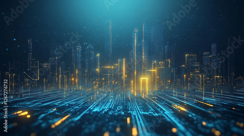 Futuristic corporate business background, technology, futuristic modern city