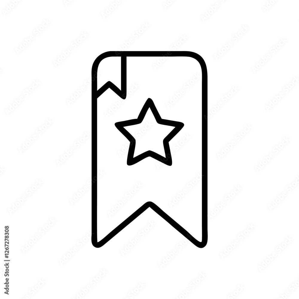 Simple vector black icon of a bookmark with a star design Simple vector black icon of a bookmark with a star design