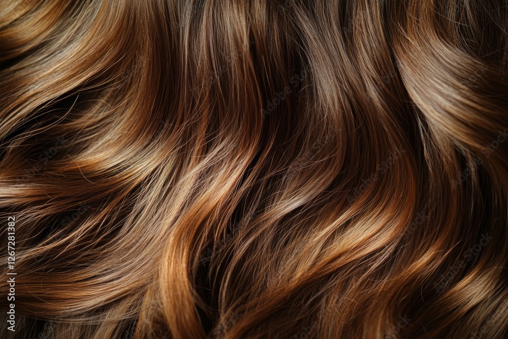 Luxurious brown hair with soft waves and glossy highlights. Neural network AI generated Luxurious brown hair with soft waves and glossy highlights. Neural network AI generated