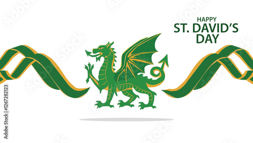 Happy St Davids Day Welsh Dragon Banner