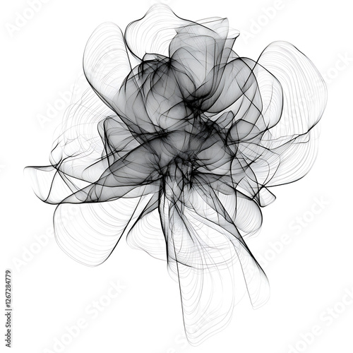 Obraz na płótnie Abstract Neural Network Structure in Flowing Lines of Light and Shadow on a White Background w salonie