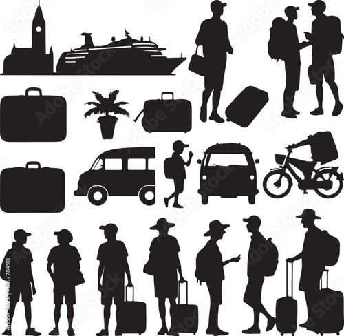 silhouettes of people in different situations