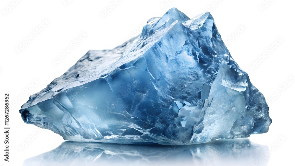Obraz premium Blue Ice Chunk on White Background