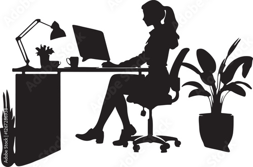 business woman working on laptop