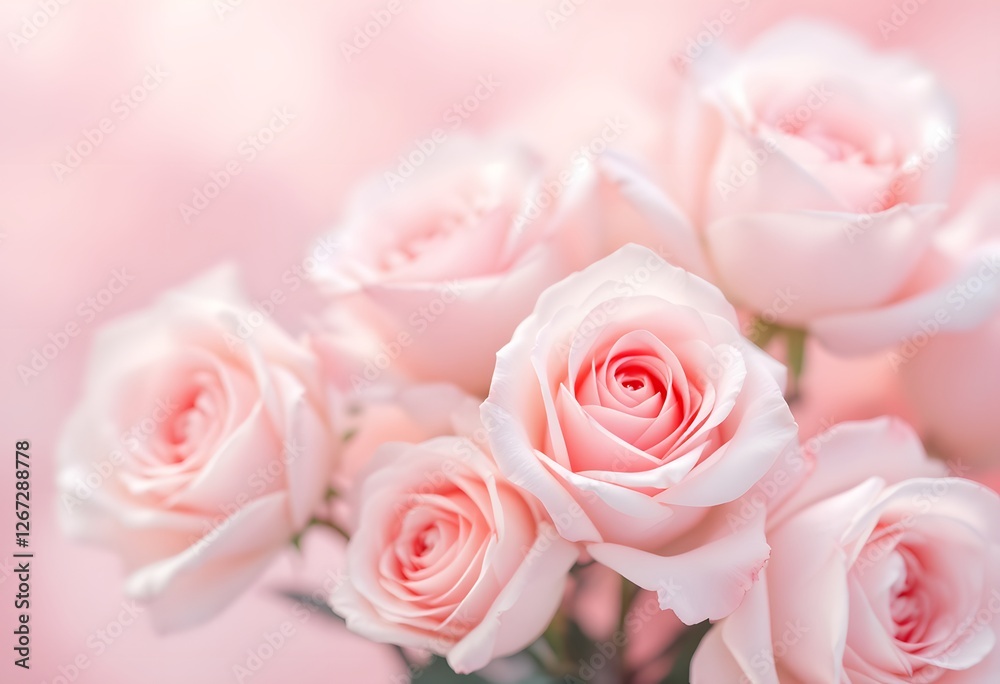 Close-Up Shot of Soft Pink Roses in a Romantic Arrangement Close-Up Shot of Soft Pink Roses in a Romantic Arrangement